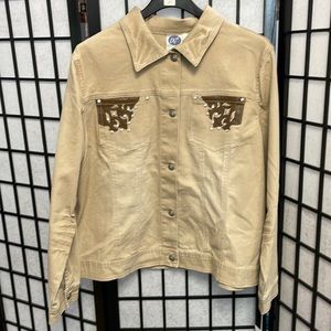 Vintage Dg2 / Diane Gilman Distressed, Light Brown, Denim Jean Jacket, SZ1X  NWT